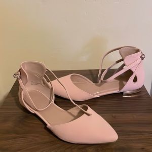 Blush straped flats